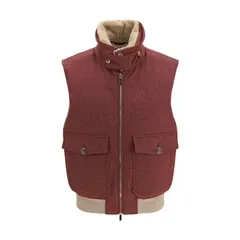 Brunello Cucinelli Wool and Down-Filled Vest — Red