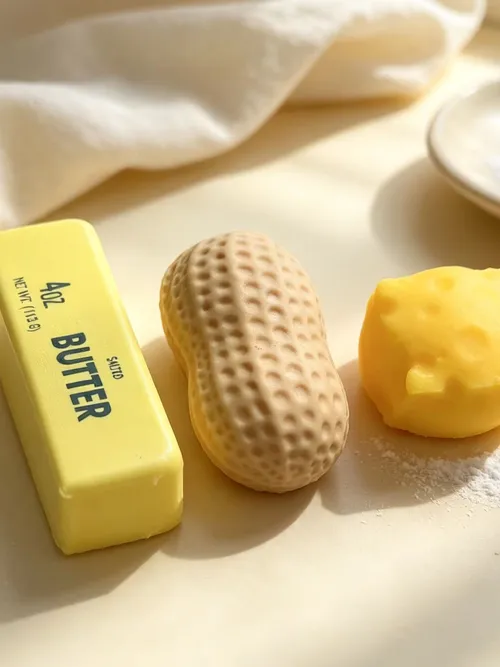 귀여운 시뮬레이션 버터 치즈 땅콩 스퀴시 장난감, 스퀴즈 스트레스 해소 반죽 공, 이상적인 파티 생일 크리스마스 선물