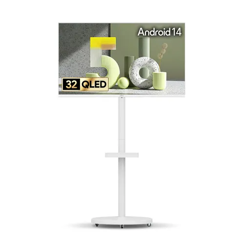 더함 FHD QLED 스마트돌비 AI 구글5.0 TV 화이트에디션 + 삼탠바이미 이동식 티비스탠드 라이트 세트