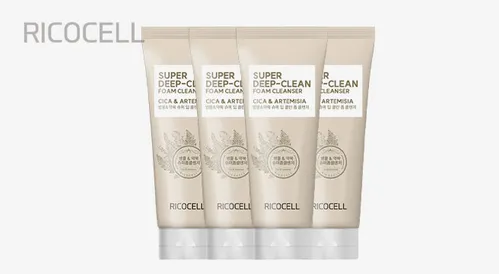 (최종가9900원)리코셀 트러블 진정+저자극 클렌징폼 220ml 4개(병풀·약쑥·어성초/약알칼리)