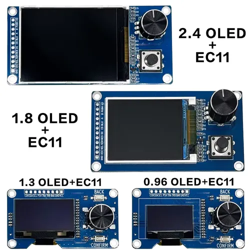 회전식 엔코더 IIC 인터페이스가 있는 TFT OLED 모듈 EC11, 0.96'', 1.3'', 1.8'', 2.4'' LCD 화면 옵션, 흰색/파란색 버튼 제공