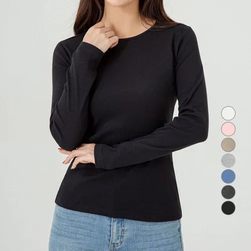 캐럿 여성용 데일리 슬림핏 긴팔 립 티셔츠
