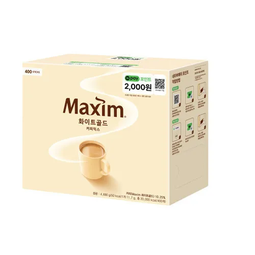 맥심 화이트골드 커피믹스 400T / 커피 + N pay 2000원 (네이버페이 포인트)