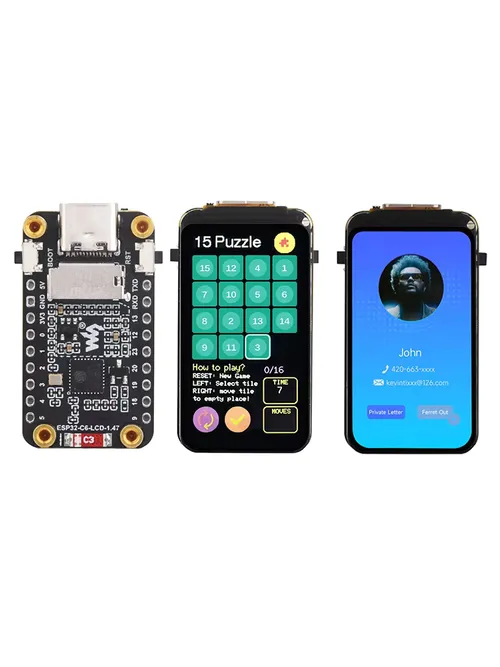 ESP32-C6 IoT 개발 보드 모듈 LCD 1.47인치 화면 2.4GHz WiFi6 및 BlE 5.0, 아두이노 IoT 지능형 시스템용