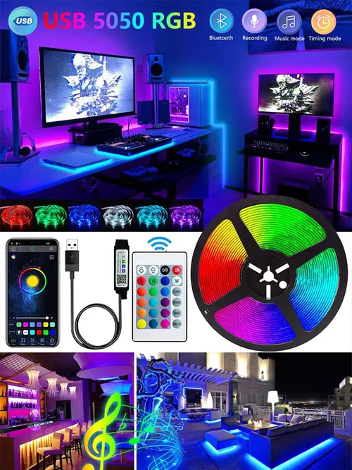 블루투스 LED 스트립 조명 스마트 SMD 5050 앱 리모컨, 유연한 리본 다이오드 램프 테이프, TV 백라이트, 게임방 홈 데코