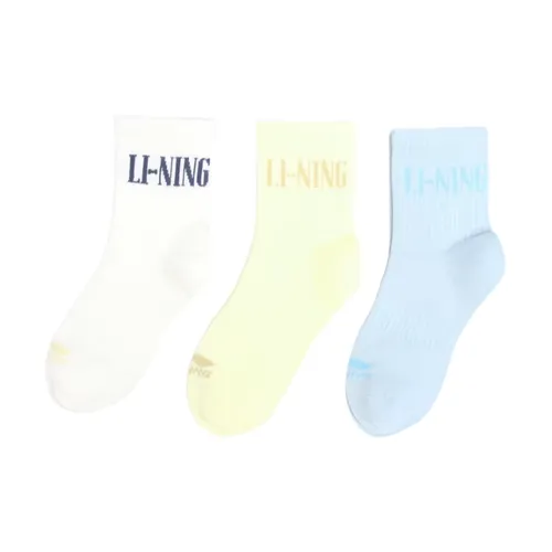Li-Ning 유니섹스 스포츠 스타일 3쌍 양말 LN 박테리아 방지 22-28cm 부드럽고 편안한 LiNing 클래식 레터링 양말 AWTW005