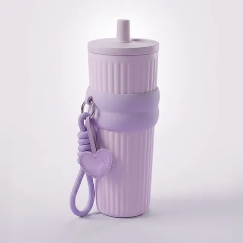 르엘 캔디팝 팝업 빨대 대용량 보온 보냉 세라믹 텀블러, 1개, 750ml, 라벤더