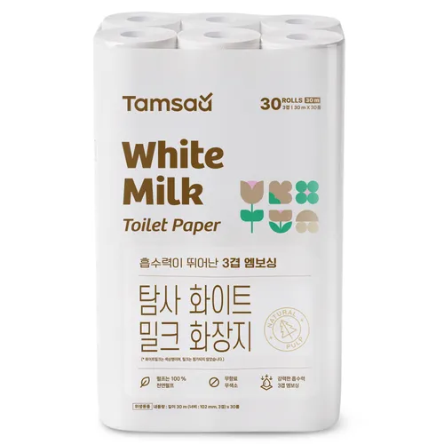 탐사 화이트 밀크 천연펄프 3겹 화장지 30m