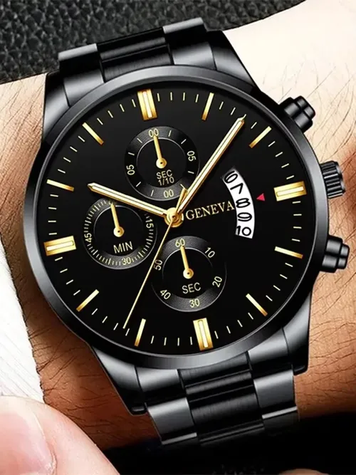 패션 남자 스테인레스 스틸 시계 럭셔리 캘린더 석영 손목 시계 망 비즈니스 시계 남자 시계 Montre Homme