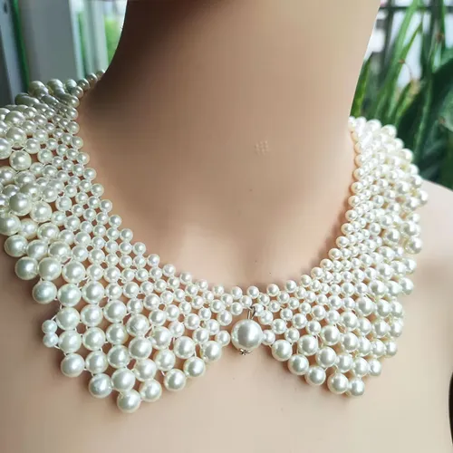 아름다운 새로운 1 Pcs 진주 활 진주 목걸이 목걸이 손으로 짠 진주 목걸이 의류 액세서리 여성 크리 에이 티브 선물