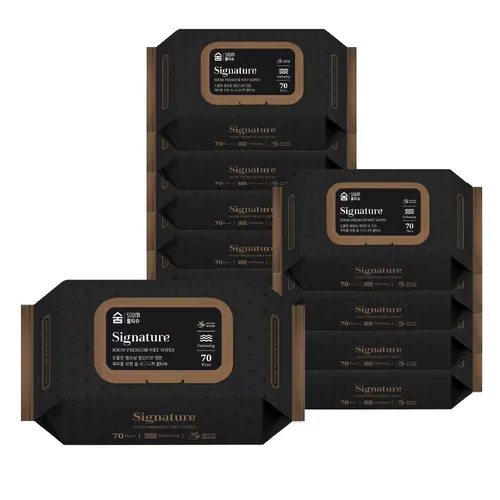 고평량 63gsm 도톰한 숨 시그니처 저자극 물티슈 70매 10팩 (캡형)