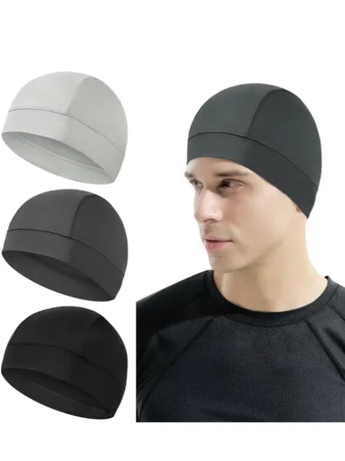 Summer Thin Breathable Mesh Skull Beanie Cap Sweat Absorbent Sport Cap Under Helmet Liner Moisture Wicking Quick Dry Cycling Hat