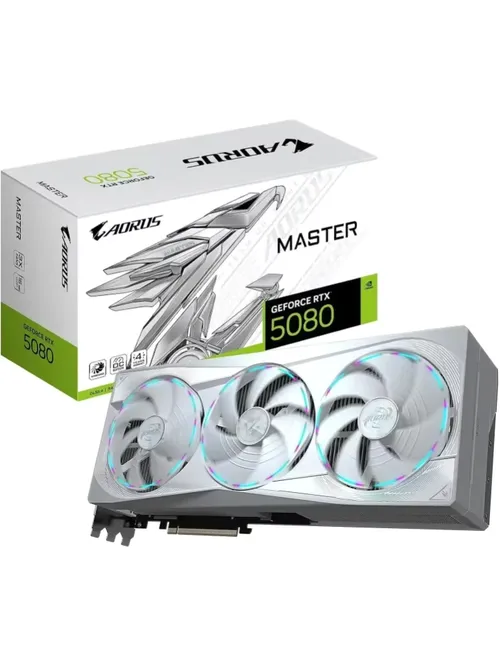 GIGABYTE AORUS RTX 5080 Master ICE 16G GDDR7 Graphics Card with WINDFORCE Cooling GV-N5080AORUSM ICE-16GD
