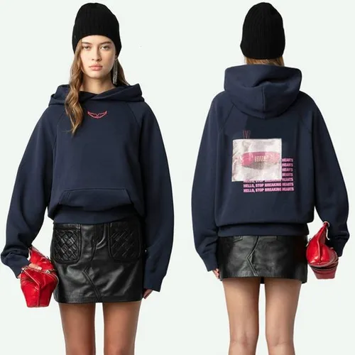 2026 Zadivoltaire High-quality Designer Cotton Hoodie Sweatshirt New Trend Classic Letter Print Fleece Women's Casual Versatile Loose Pullover Hooded Sweater Tops
