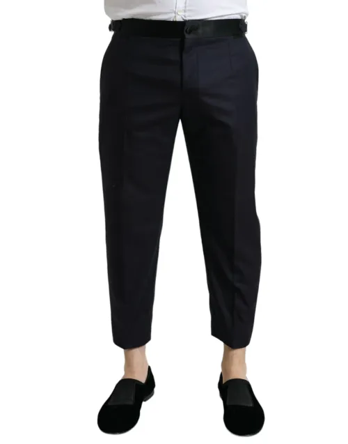 Dolce & Gabbana Virgin Wool Cropped Tapered Trousers — Blue