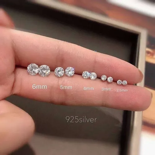 Real 925 Sterling Silver Jewelry Women Fashion Cute Tiny Clear Crystal CZ Stud Earrings Gift for Girls Teens Lady H260309