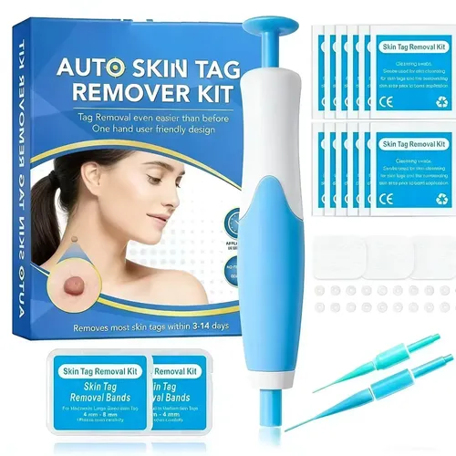 Dual Head 2-IN-1 Skin Tag & Wart Removal Pen,Painless Mole Acne Plantar Wart Chicken Eye Remover Liquid Kit with Cleansing Swabs