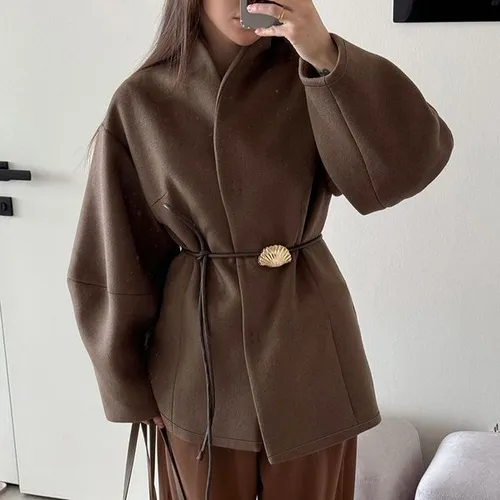 New Autumn/Winter Style: Sophisticated Brown Slim-Fit Wool Coat for Women (2026)