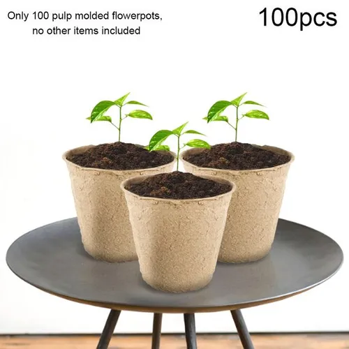 100 Pcs Paper Pot Plant Seedling Bag Trays Seed Planting Flower Eco-Friendly Biodegradable Nursery Cup For Garden Absorb Water