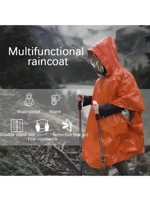 Outdoor Emergency Insulation Raincoat Multifunctional First Aid Raincoat Life Blanket Rainproof and Cold Resistant Dual-purpose