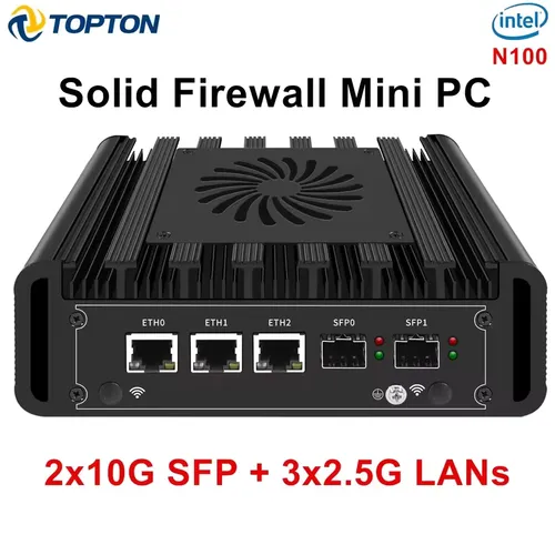Topton Metal VPN Firewall Mini PC 2x 10G SFP+ 3x 2.5G NICs i226-V Intel i3 N305 N300 N150 DDR5 NVMe Proxmox OpenWrt Home Server