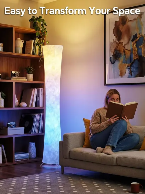 1pc Round Smart Floor Lamp, Modern RGB Corner Lamp with Tyvek Fabric, Music Sync, Remote Control, LED Floor Lamp for Living Room, Bedroom & Office Decor, Holiday Birthday Gift, Christmas Decoration