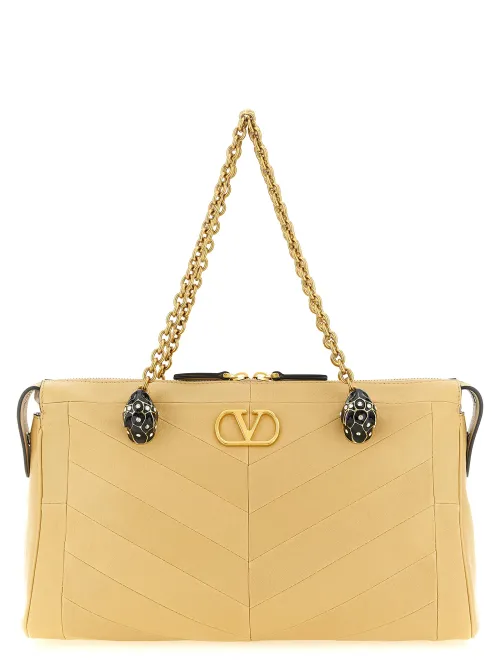 Valentino Garavani Panthea Shoulder Bag — Beige