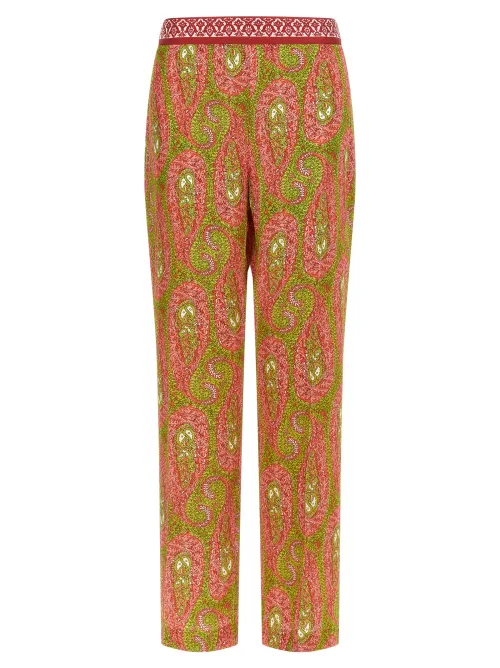 Etro Paisley Foliage Twill Trousers — Pink