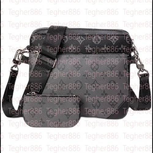Men Casual desigenr bag Trio messenger bag men Duo shoulder bag mens Outdoor Crossbody Shoulder Bags Genuine Leather Purse Pouch wallet man handbags M69443 BAG
