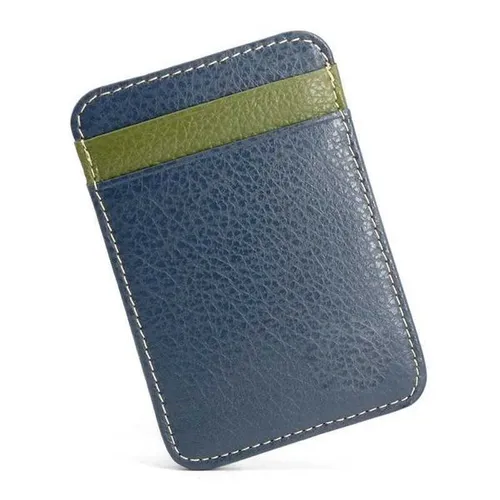 Mens 100% Genuine Leather Mini Wallet - Thin Credit/Bus Card Holder with ID Pocket Compact Cash Case for Business W250620