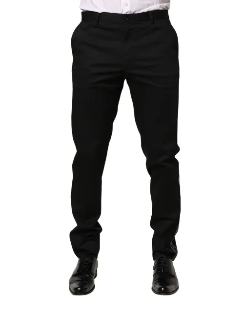 Dolce & Gabbana Cotton-Elastane Dress Trousers — Black