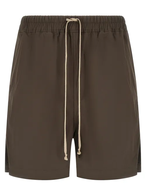 Rick Owens Cotton Drawstring Bermuda Shorts — Brown