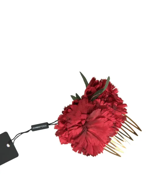 Dolce & Gabbana Silk Floral Hair Comb — Red