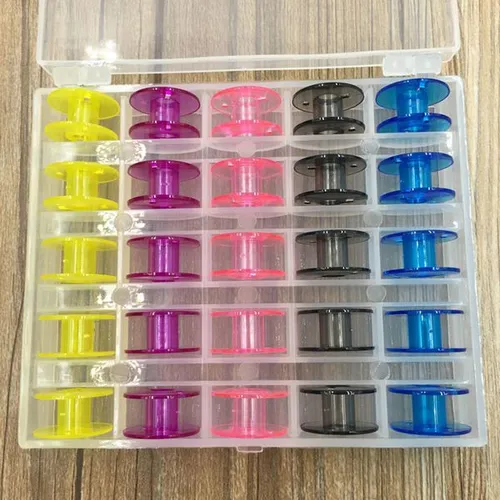 Transparent Plastic Holds 25 Sealed Holder Sewing Machine Holder Multicolor Bobbin Container Boxes Bobbin Box Storage Organizer