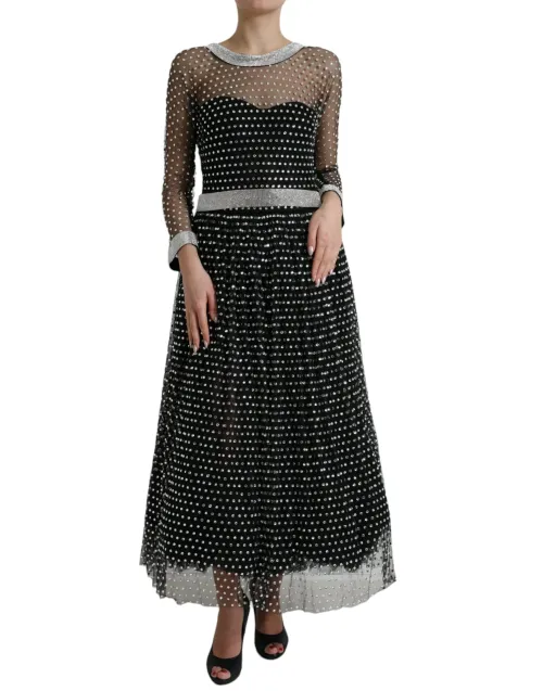 Dolce & Gabbana Crystal-Embellished Nylon Dress — Black