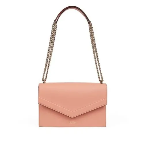 Smythson Panama Envelope Shoulder Bag — Pink