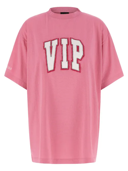 Balenciaga VIP-Appliqué Cotton T-Shirt — Pink