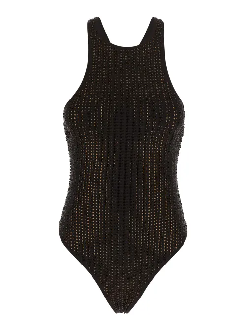 Venuja Rhinestone Embellished One-Piece Swimsuit โ Brown