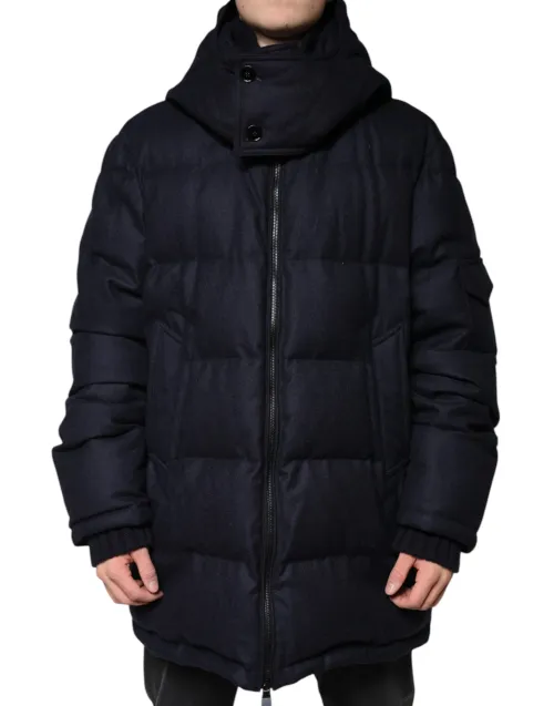 Dolce & Gabbana Nylon Hooded Puffer Down Jacket — Black