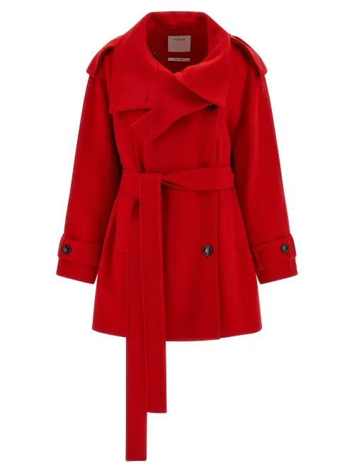 Sportmax Virgin Wool Trench Coat — Red