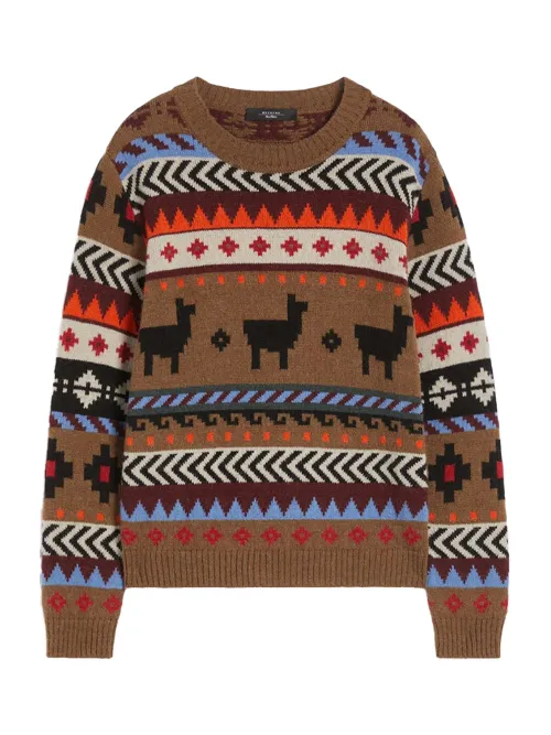 Weekend Maxmara Intarsia-Knit Wool and Alpaca Sweater