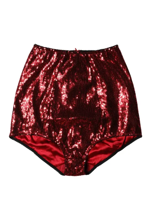 Dolce & Gabbana Sequin-Embellished High-Waist Bodysuit — Red