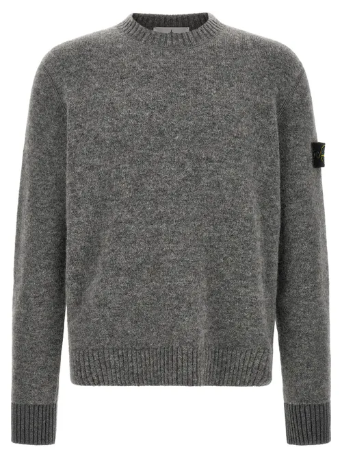 Stone Island Alpaca & Virgin Wool Crew Neck Sweater — Gray
