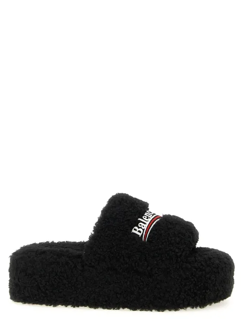 Balenciaga Furry Platform Slipper — Black