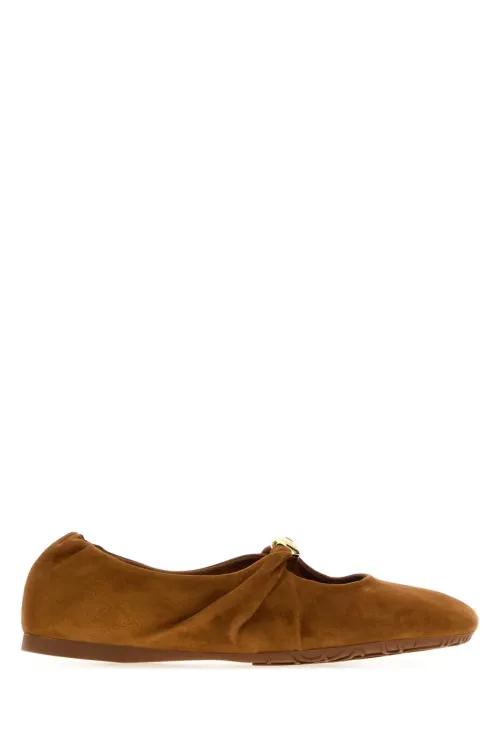 Loewe Suede-Lined Ballet Flat — Tan