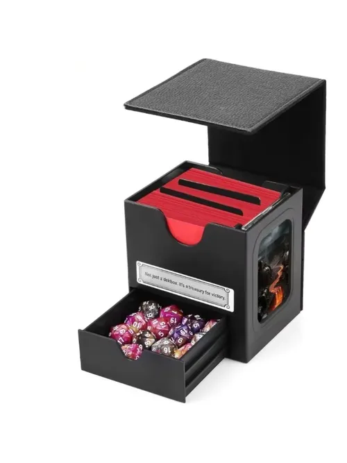Card Deck Box for MTG Commander, Commander Display, Fits 100 Double-Sleeved Cards, 35pt Card Brick & Dice Tray, Magnetic Deck Case for TCG/CCG/Magic/Sports Cards