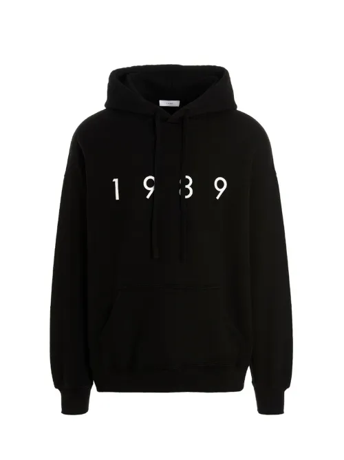 1989 Studio Logo-Print Cotton Hoodie — Black