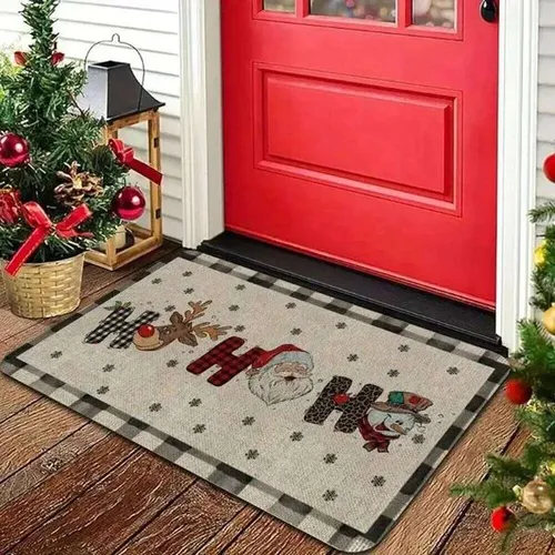 VIKAMA Christmas Happy Welcome Santa Claus Reindeer Kitchen Carpet Entrance Floor Mat Holiday Home Decoration H260226