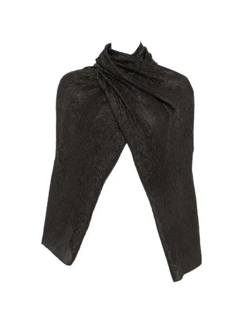 Cortana Crinkled Silk Shawl — Brown