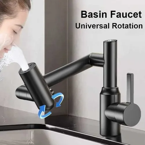 Stainless Steel Basin Faucets Bathroom Mechanical Arm Hot and Cold Mixing Tap Digital Display Household Universal Rotation M251129